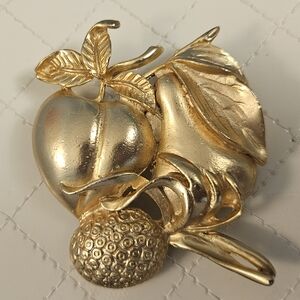 Golden Retro Acorn  Brooch